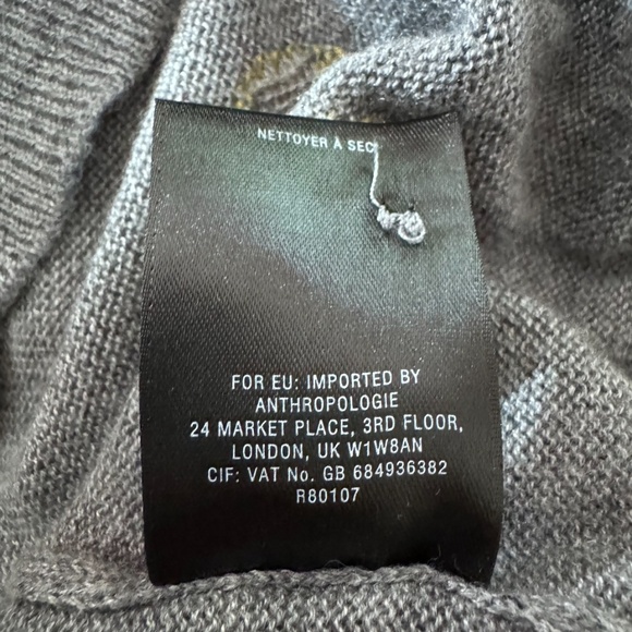 Anthropologie Trimmings Wool Blend Grey Sweater with Bows Size Medium - Picture 8 of 9